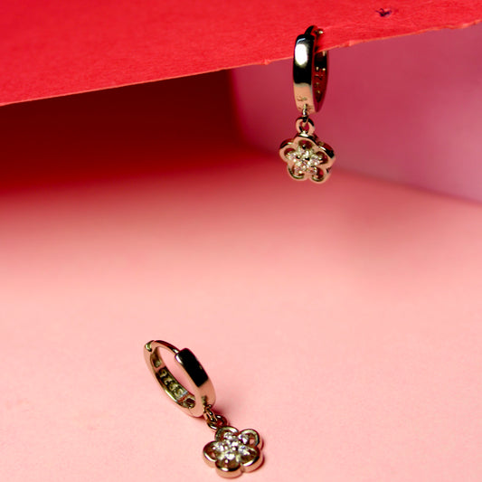 Silver Delicate Floral Hoops