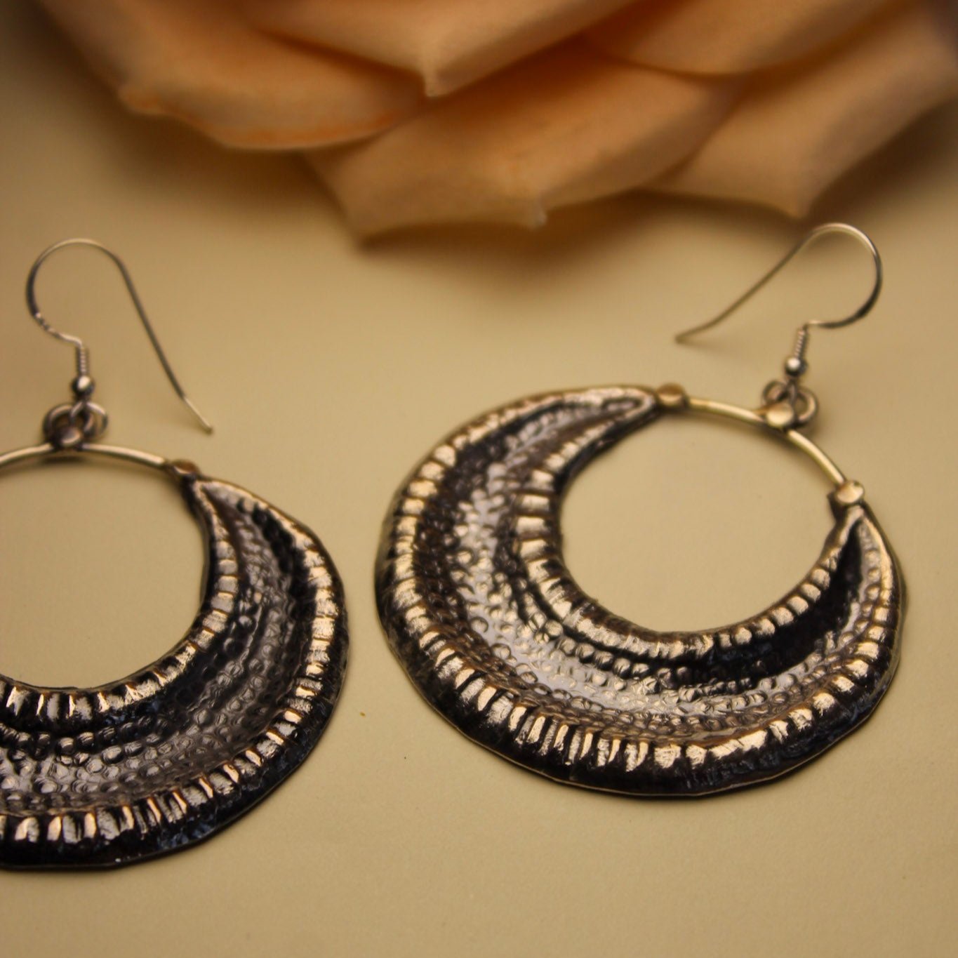 Rustic Half-Moon Textured Hoops