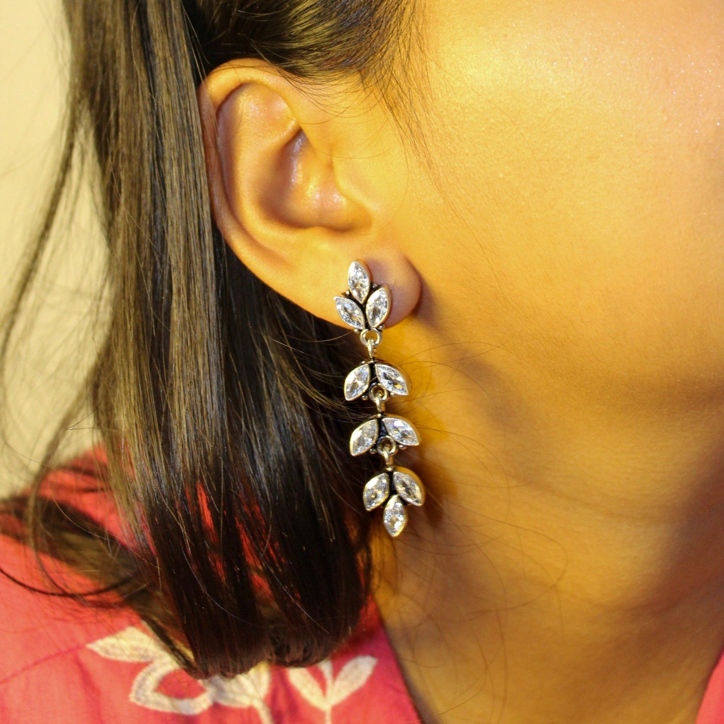 Anaya Intricate Leaf Line Earring
