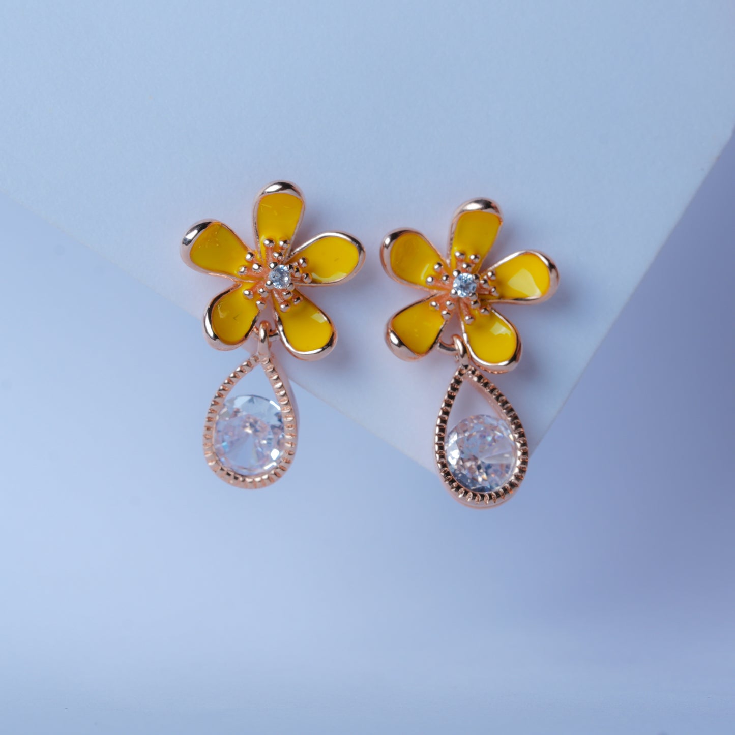 Mishi Yellow Flower Charm Studs
