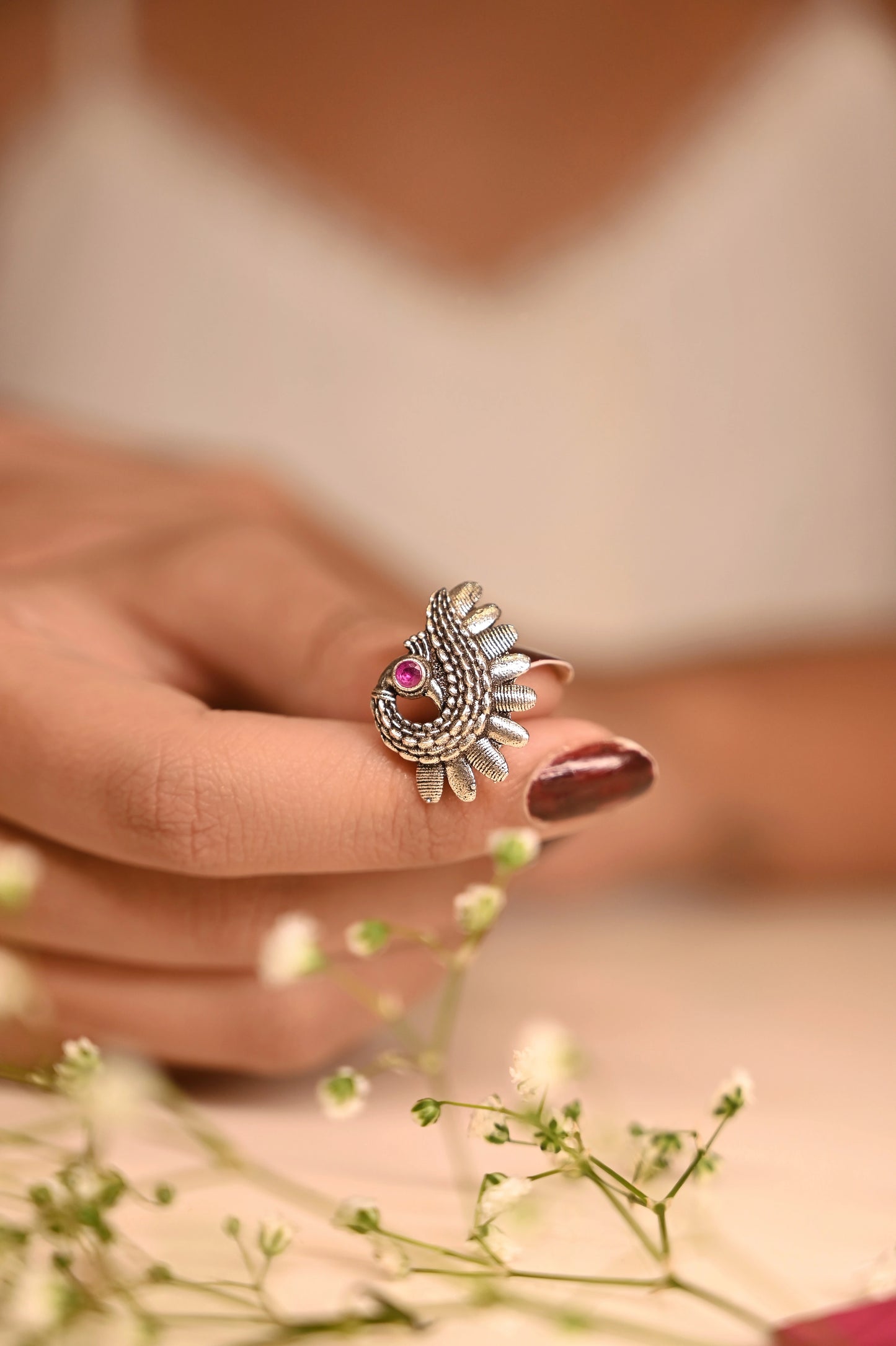 Anokhi Peacock Bloom Stud Earring