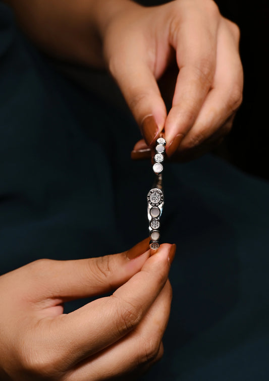 Silver Roman Crystal Circle Bracelet