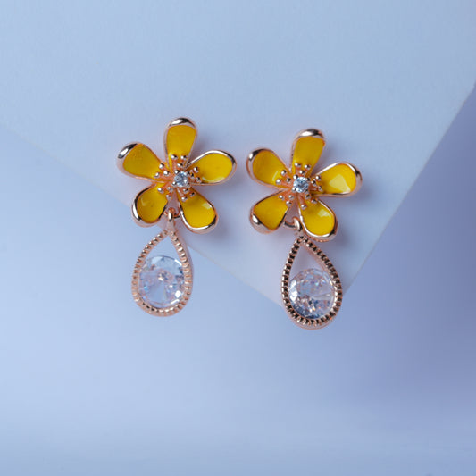 Mishi Yellow Flower Charm Studs