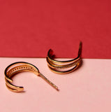 Rose Double Band Sparkle Hoops