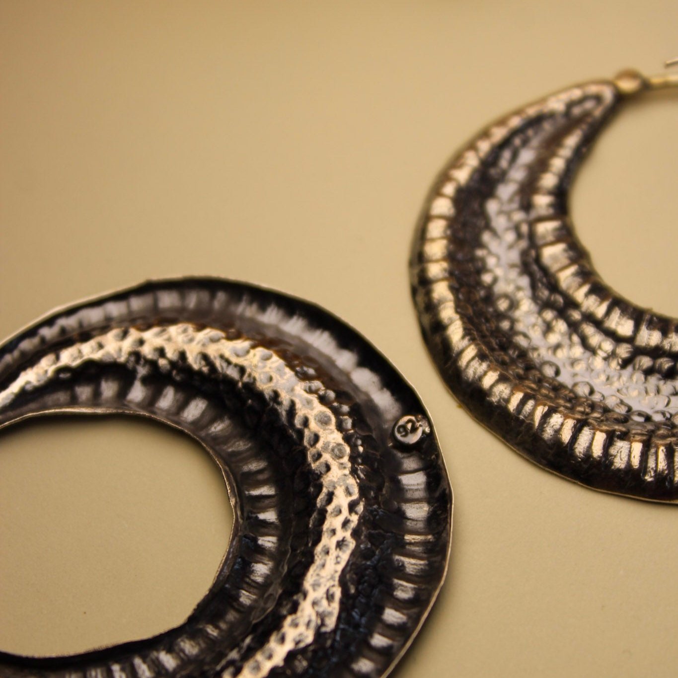 Rustic Half-Moon Textured Hoops