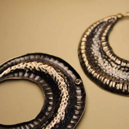 Rustic Half-Moon Textured Hoops