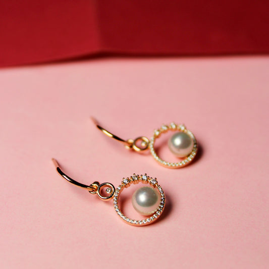 Rose Moonlit Pearl Drop Earring