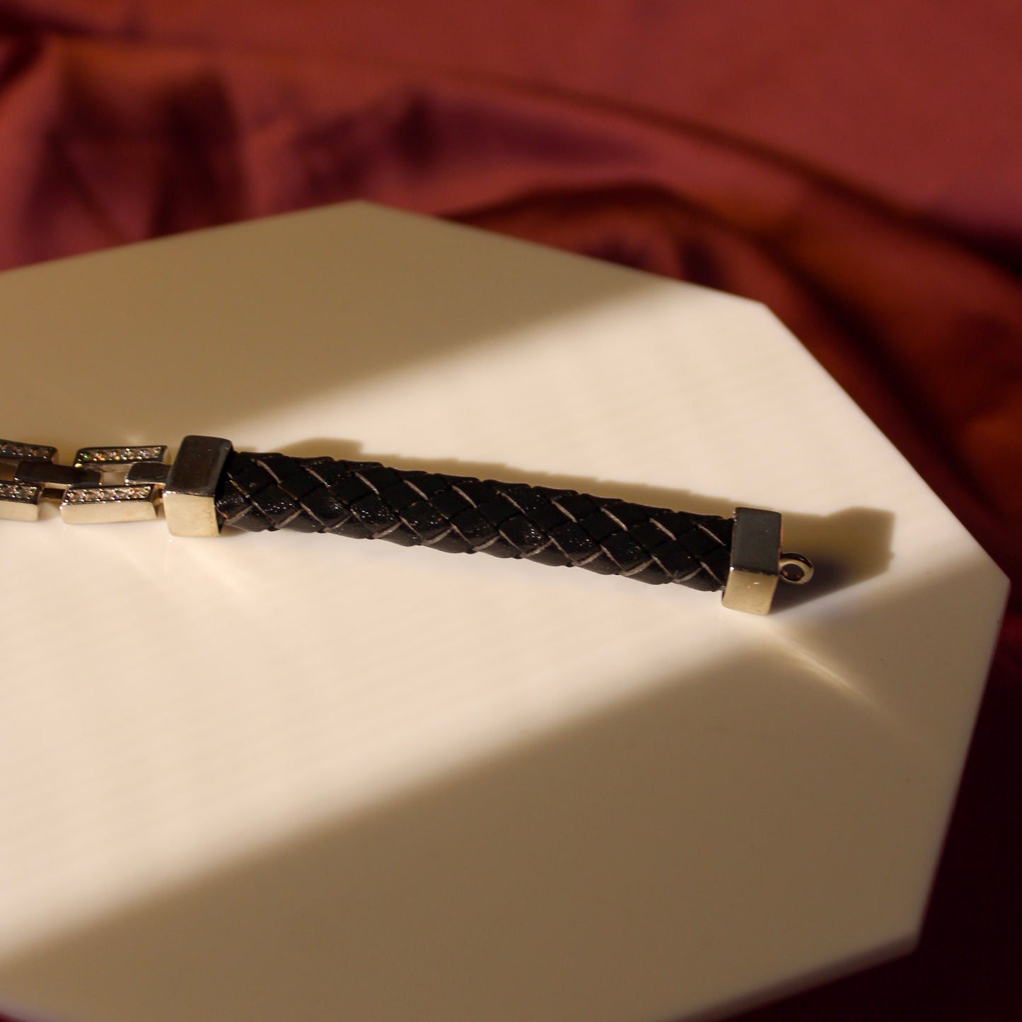 Men's Brickwork Linked Leather Bracelet