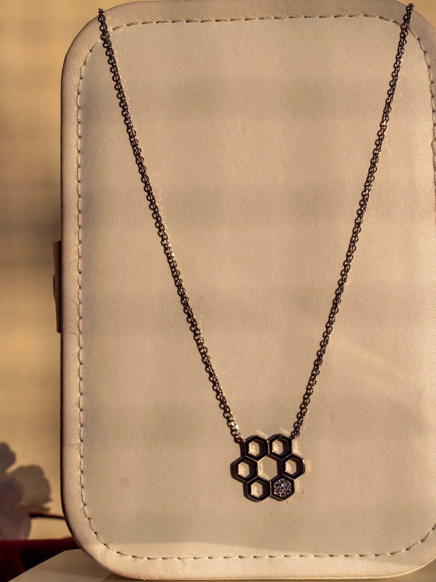 Silver Crystal Honeycomb Necklace