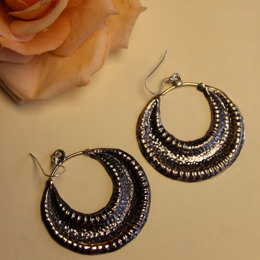 Rustic Half-Moon Textured Hoops