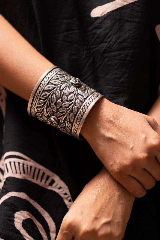 Anokhi Chitai Floral Motif Statement Handcuff