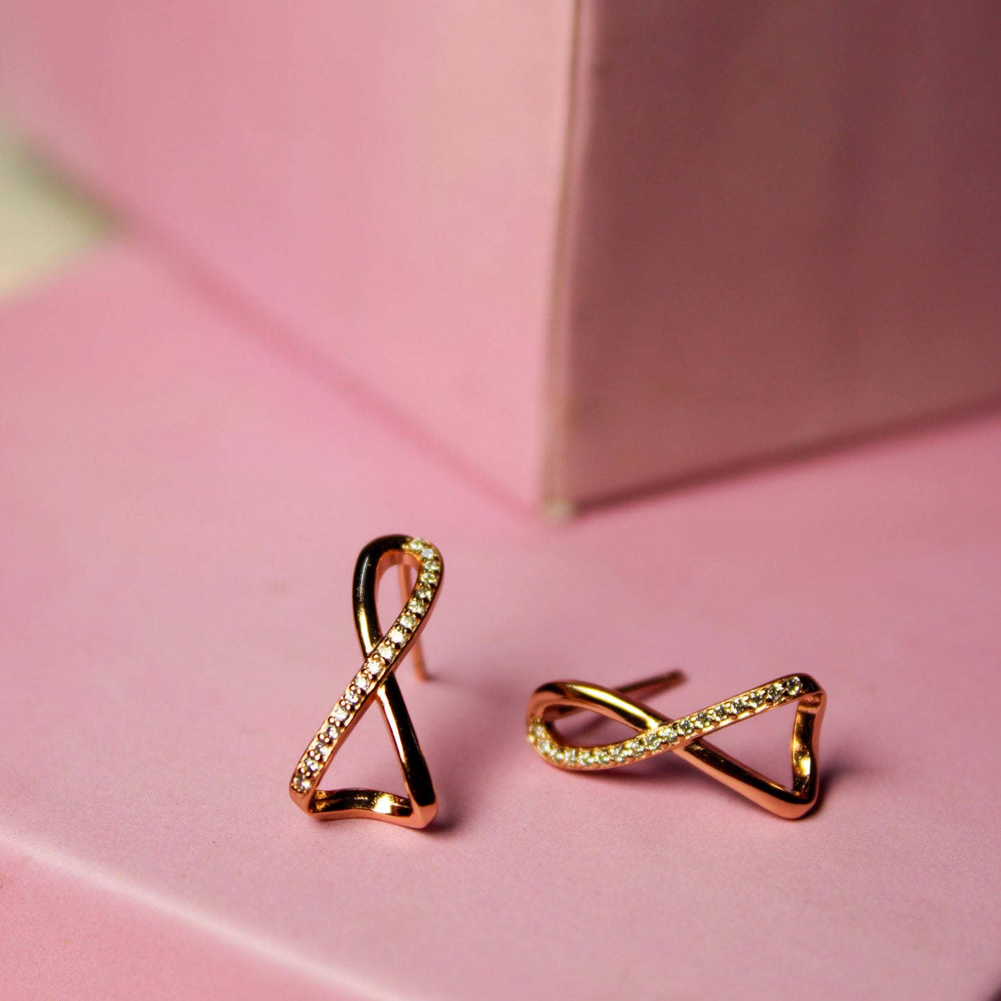 Rose Infinity Sparkle Hoops