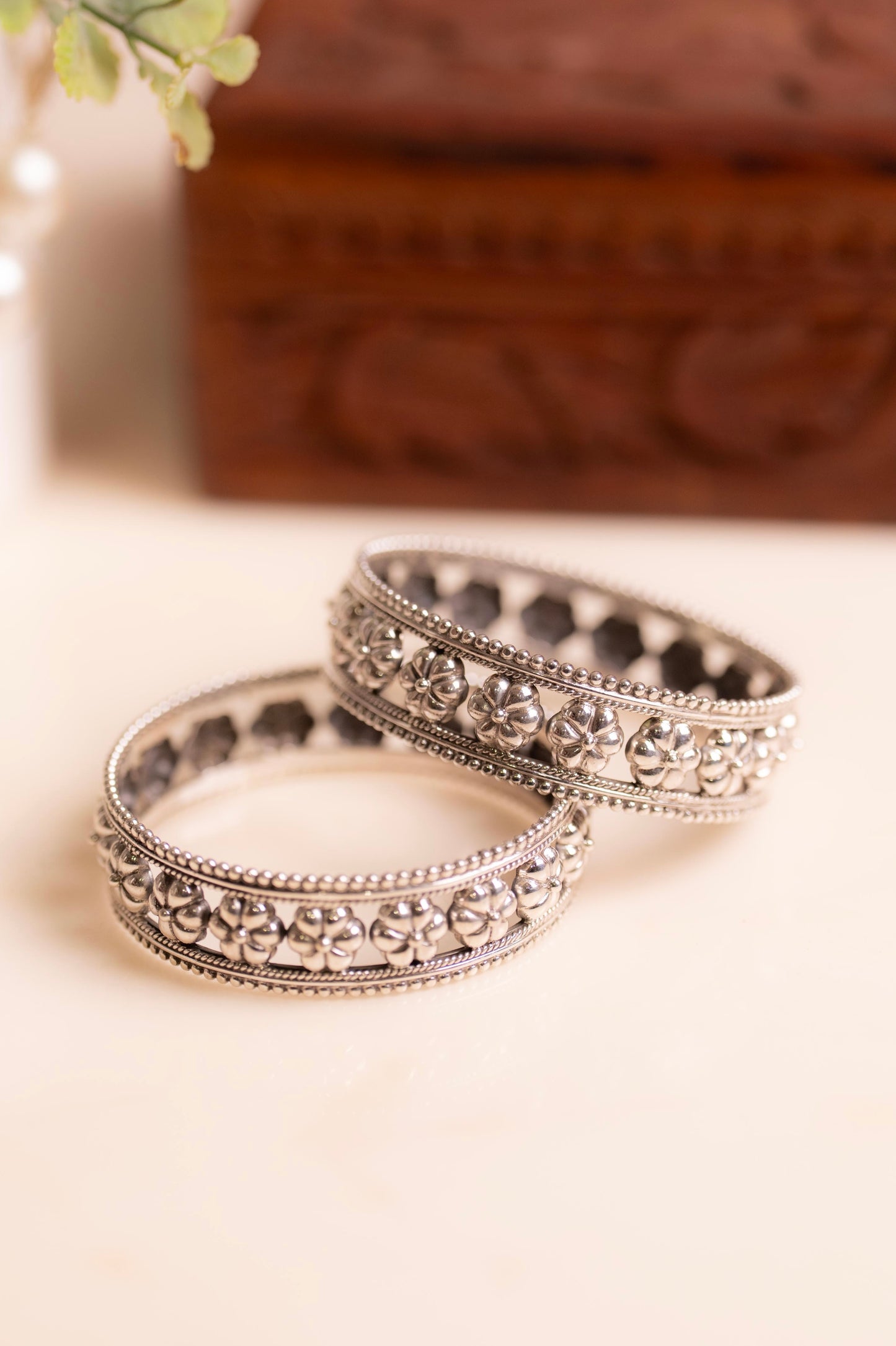 Anokhi Floral Motif Carved Bangle