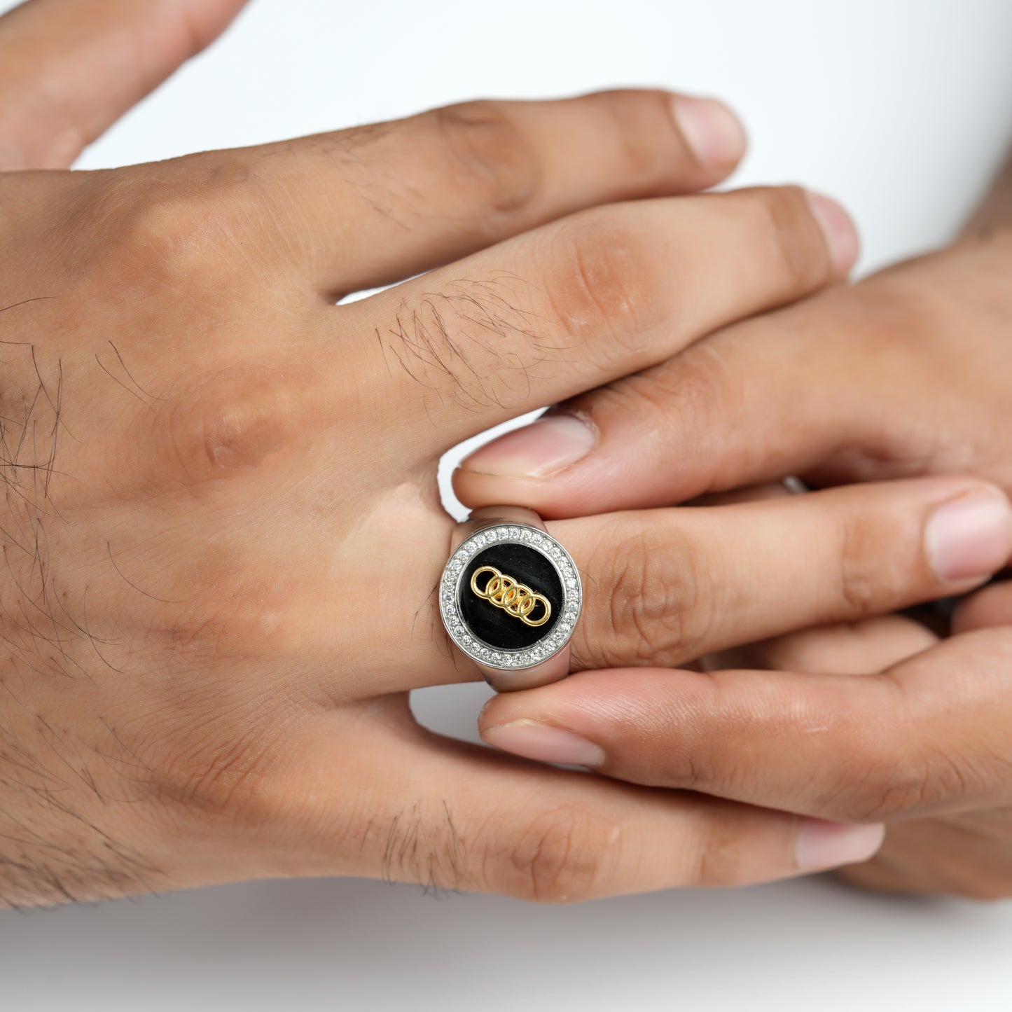 Men's Audi Diamond Silver Ring