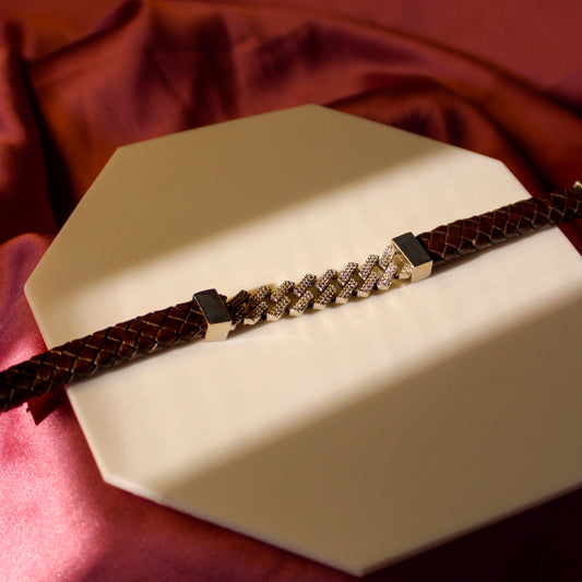 Men's Zigzag Linked Leather Bracelet