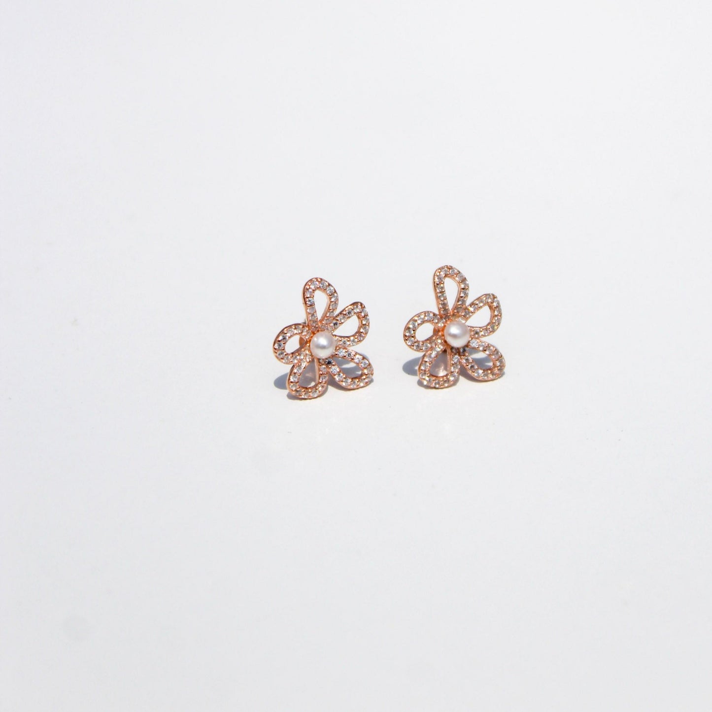 Rose Pearl Flower Studs