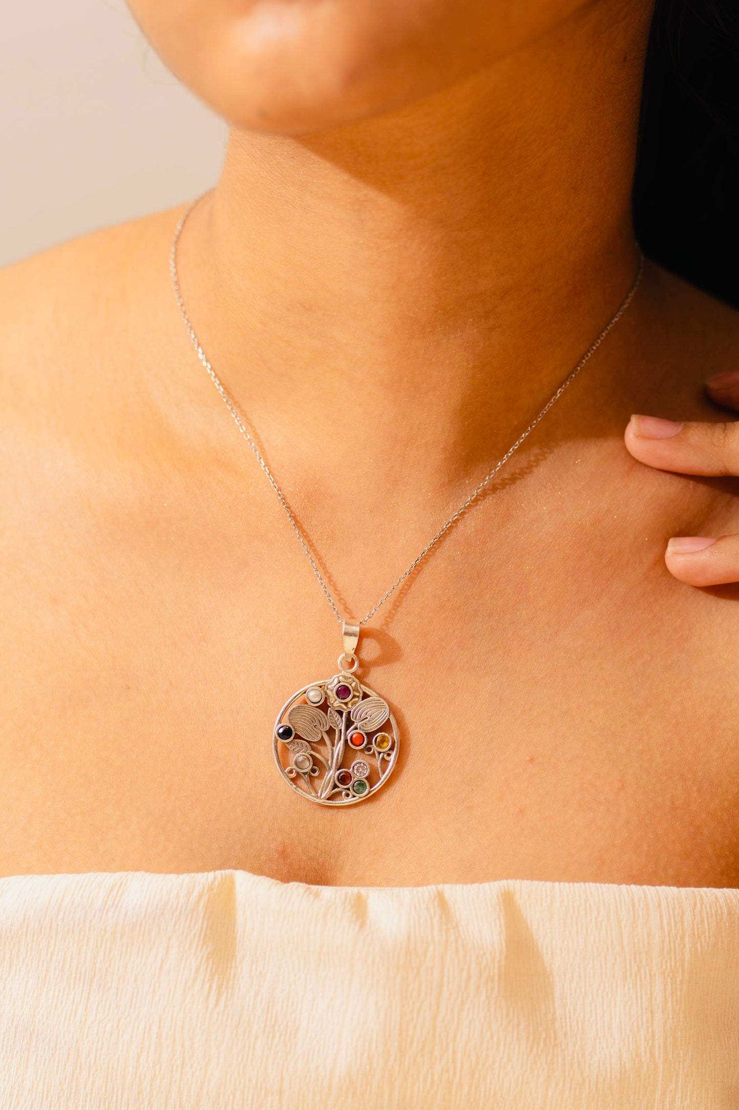 Mishi Navratan Floral Garden Necklace