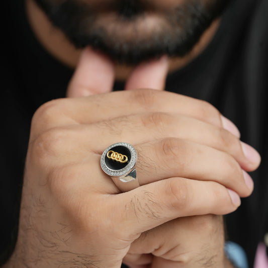 Men's Audi Diamond Silver Ring