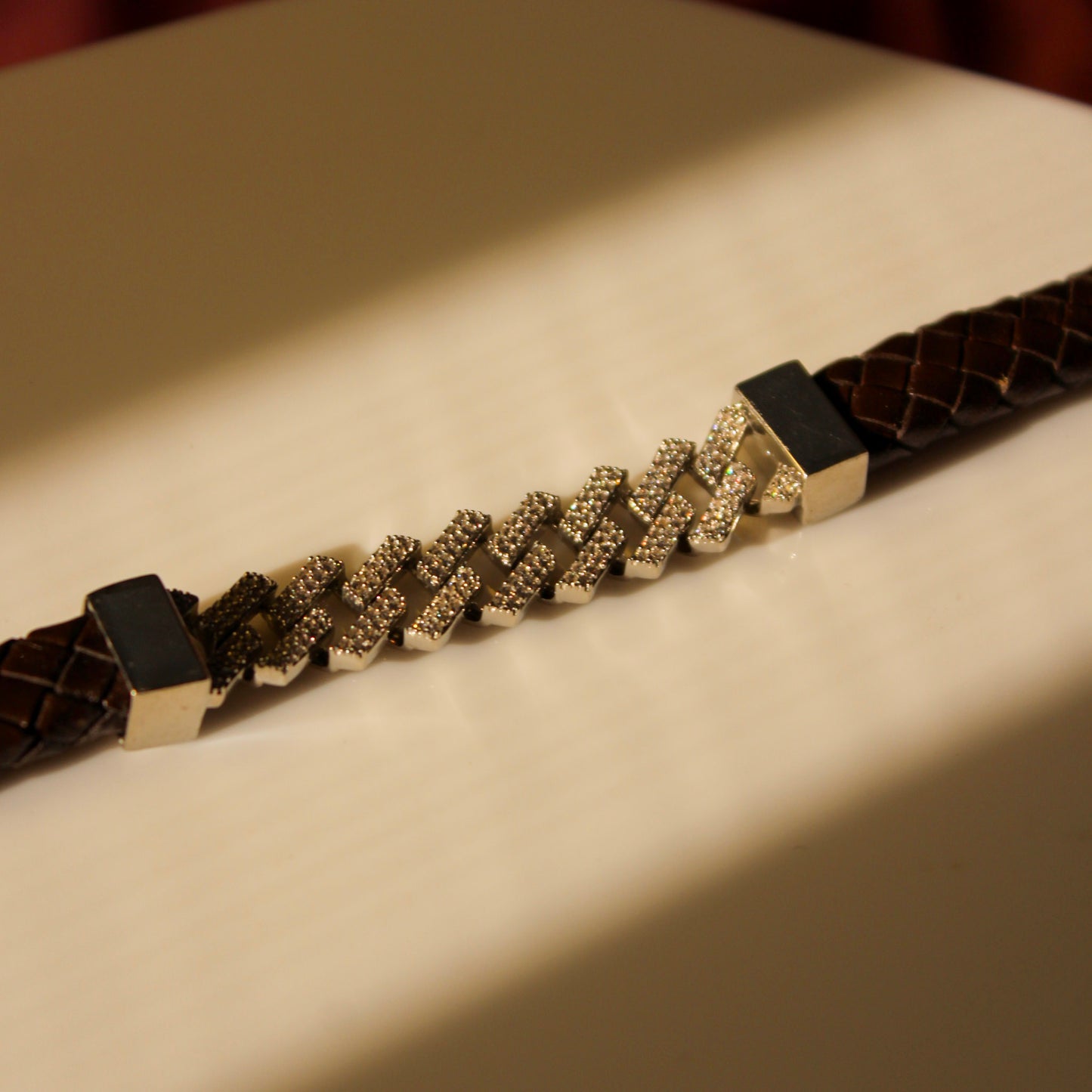 Men's Zigzag Linked Leather Bracelet