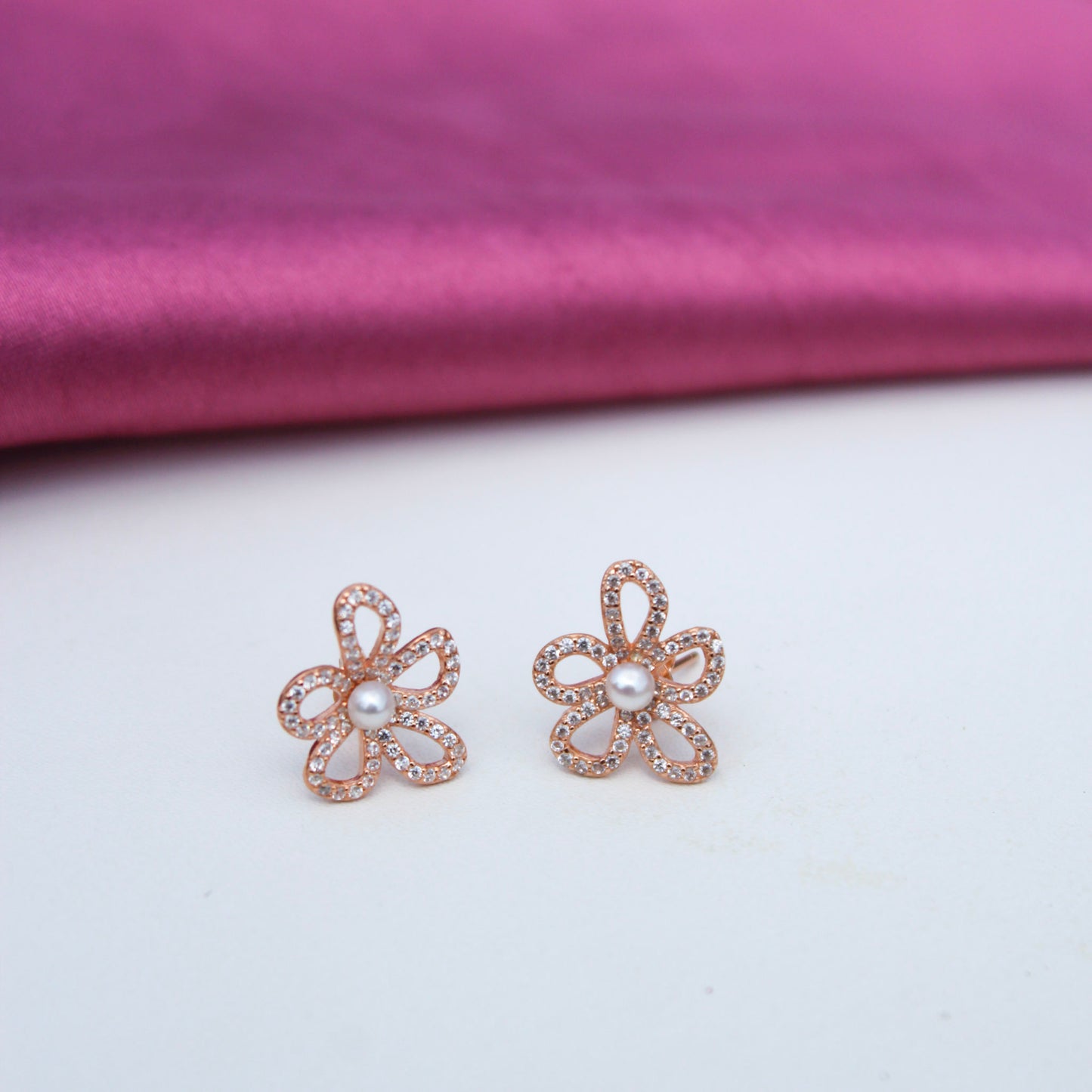 Rose Pearl Flower Studs
