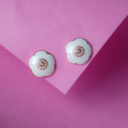 White Blossom Elegance Studs