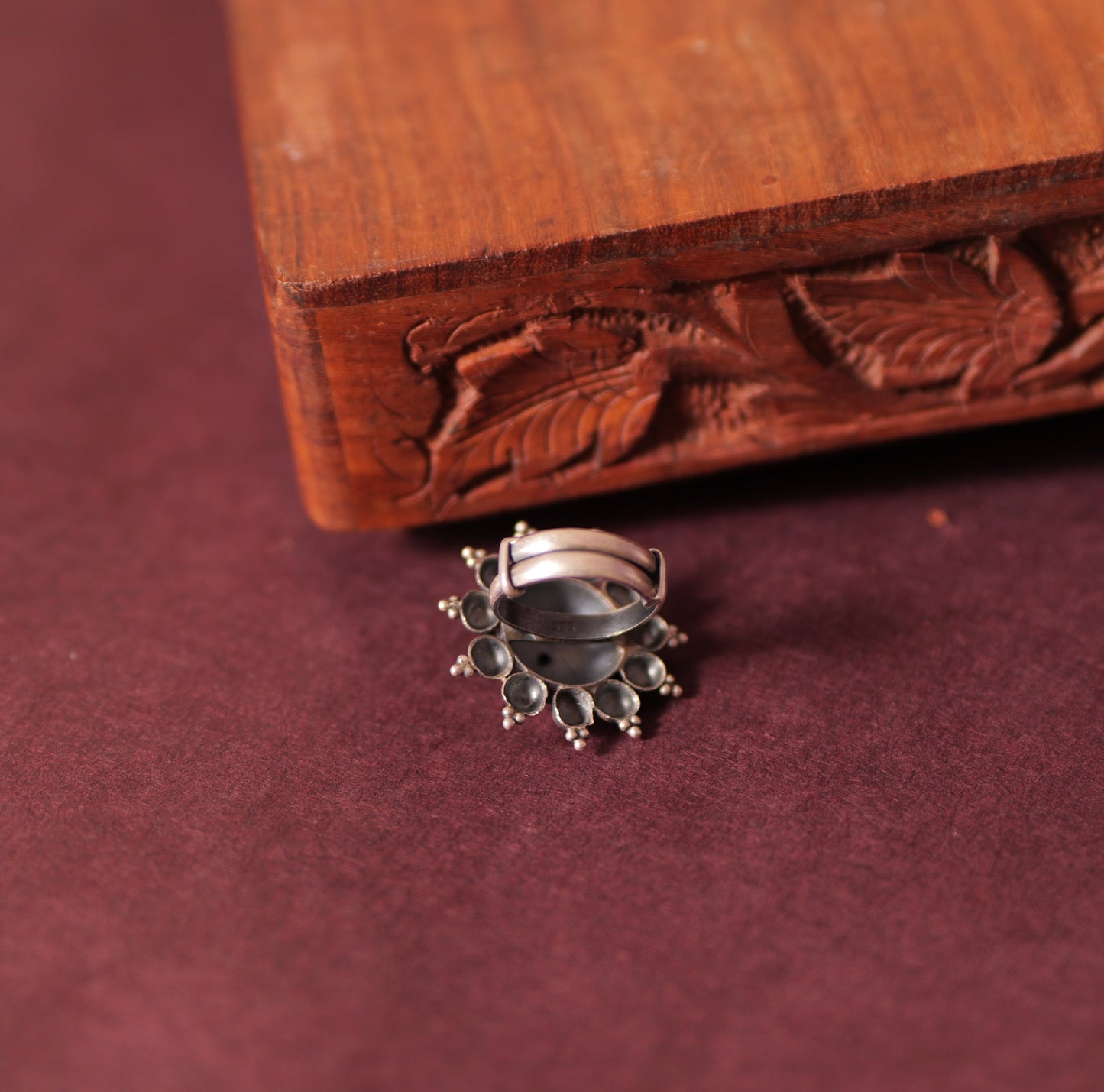 Mishi Flower Detailing Embossed Ring