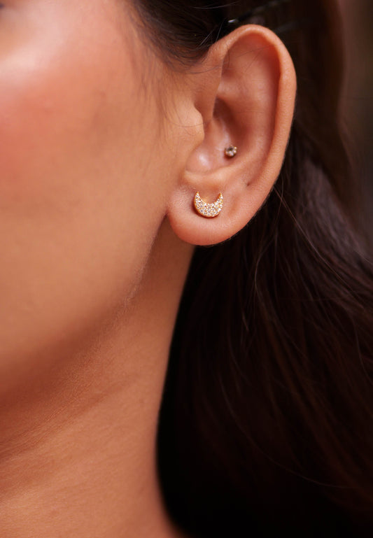 Celeste Diamond Moon Studs
