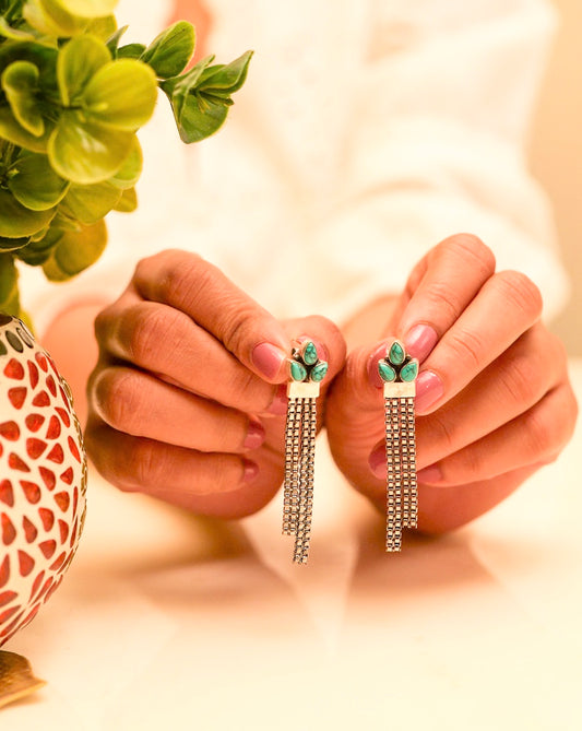 Anokhi Turquoise Petal Drop Earrings