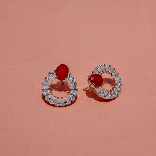 Silver Zara Ruby Radiance Hoops
