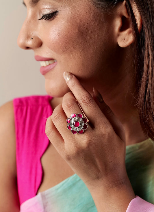 Ruhani Ruby Floral Ring