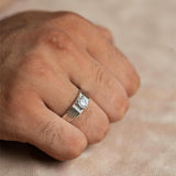 Men's Radiant Solitaire Band Ring