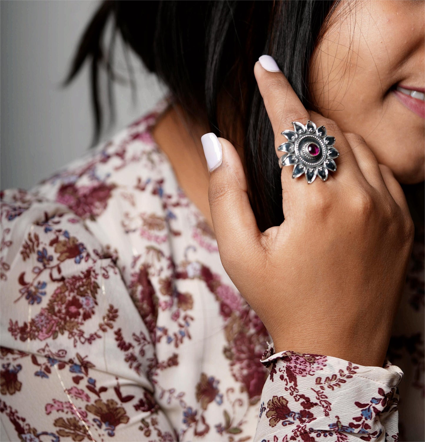 Anokhi Pink Flower Ring