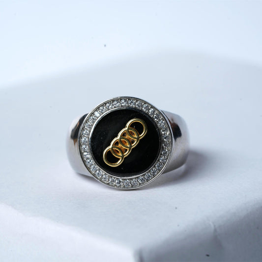 Men's Audi Diamond Silver Ring