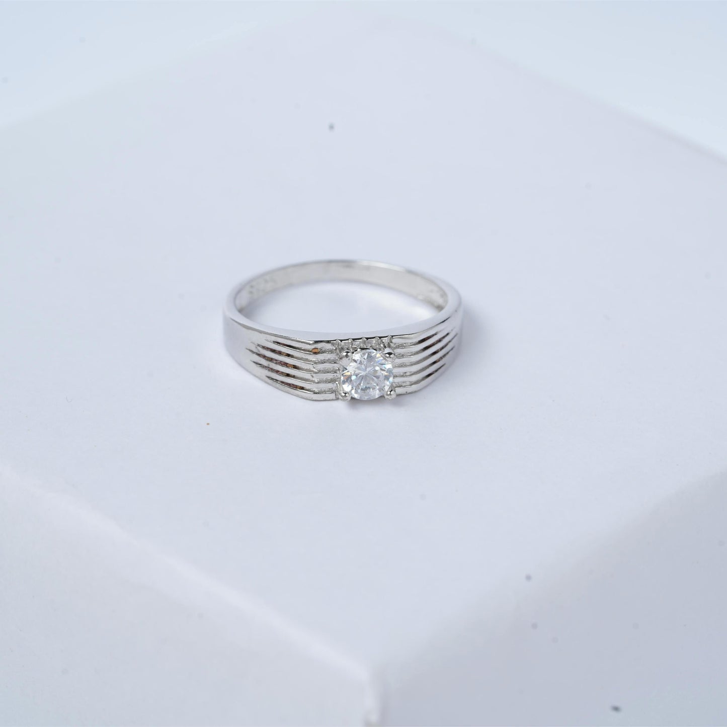Men's Radiant Solitaire Band Ring