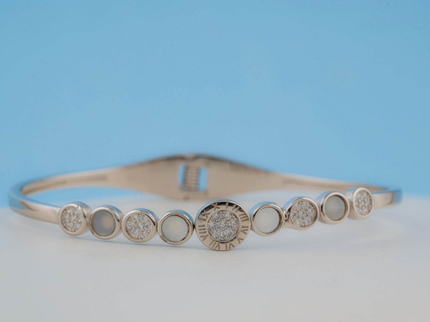 Silver Roman Crystal Circle Bracelet