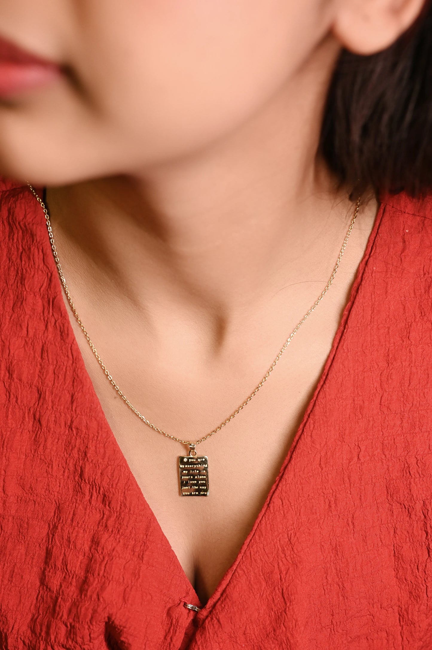 Golden Love Message Necklace