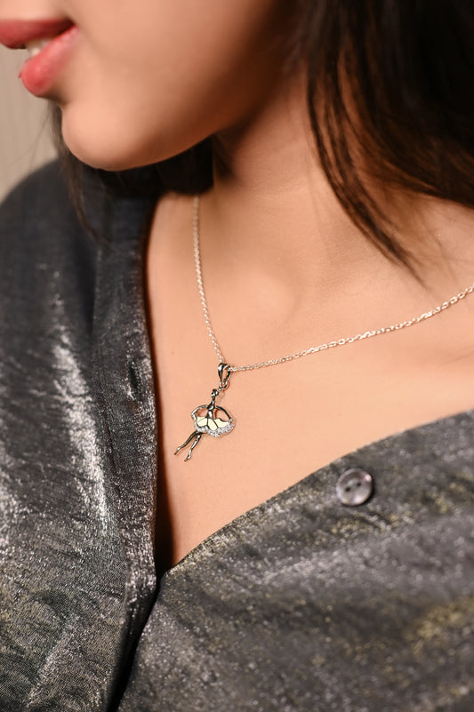 Silver Dancing Girl Necklace