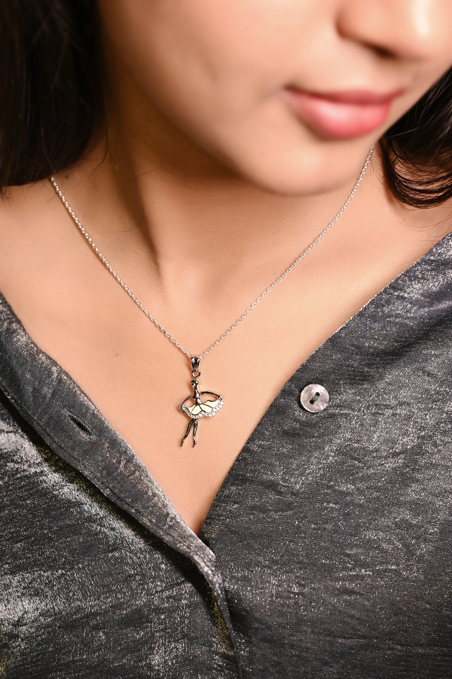 Silver Dancing Girl Necklace