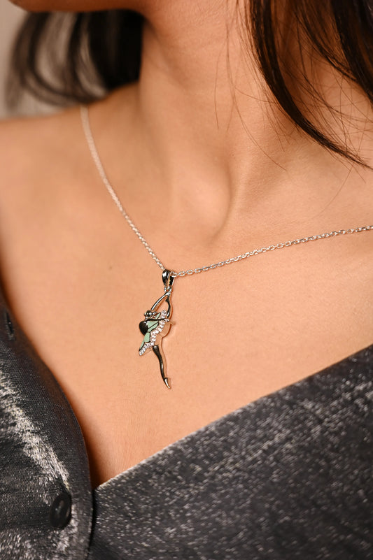 Silver Dancing Ballerina Necklace