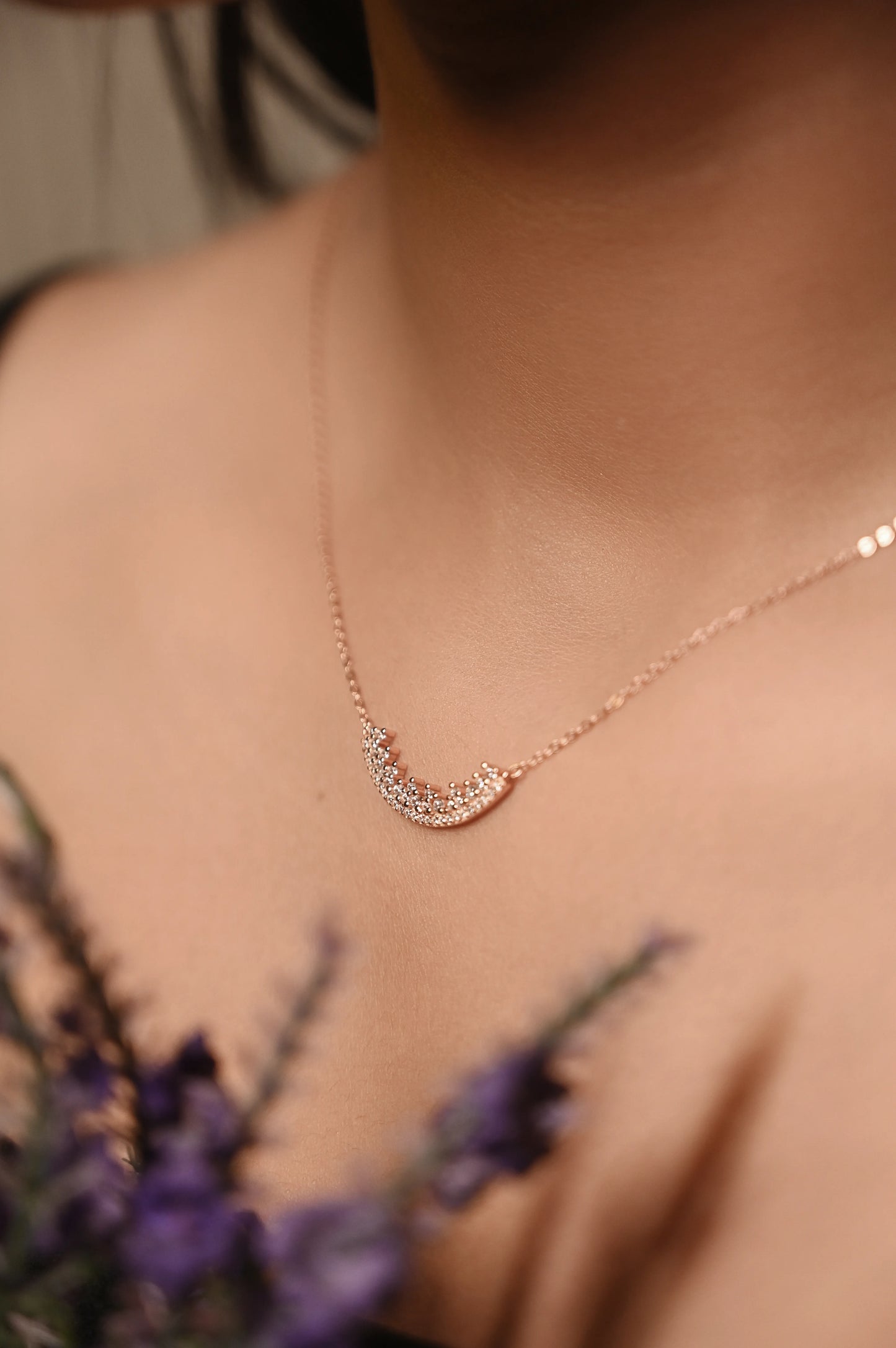 Rose Gold Moon Necklace