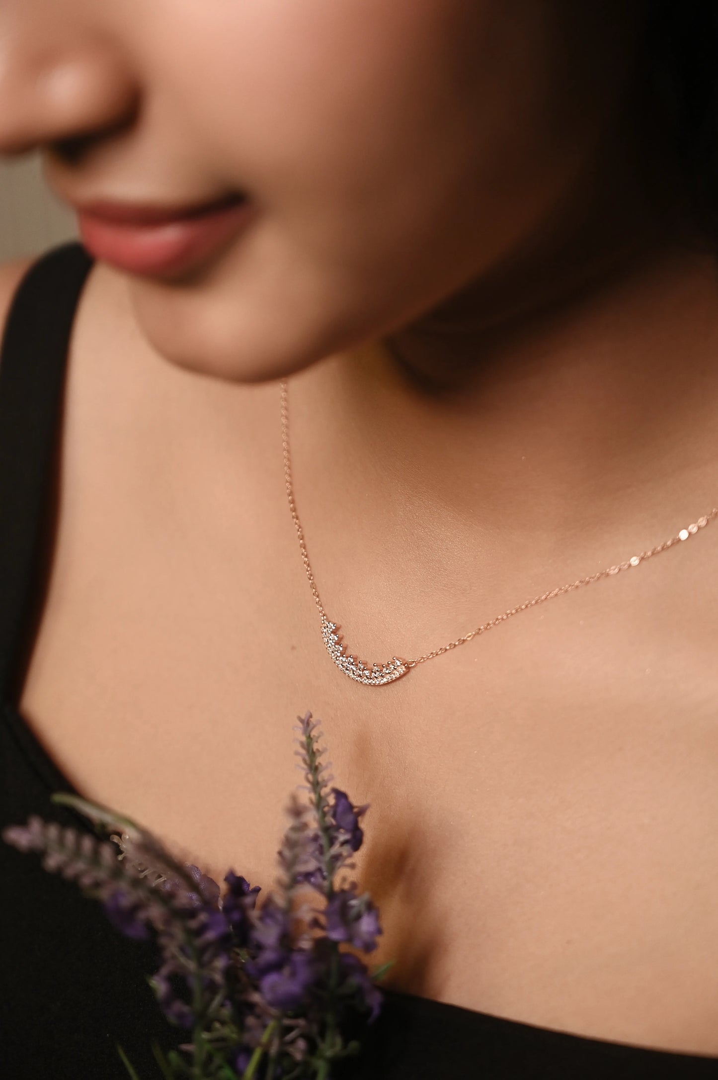 Rose Gold Moon Necklace