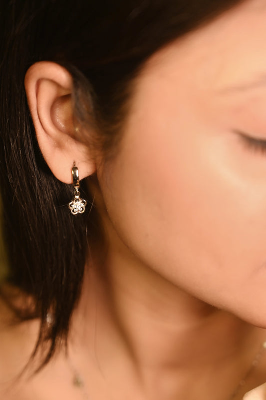 Silver Delicate Floral Hoops