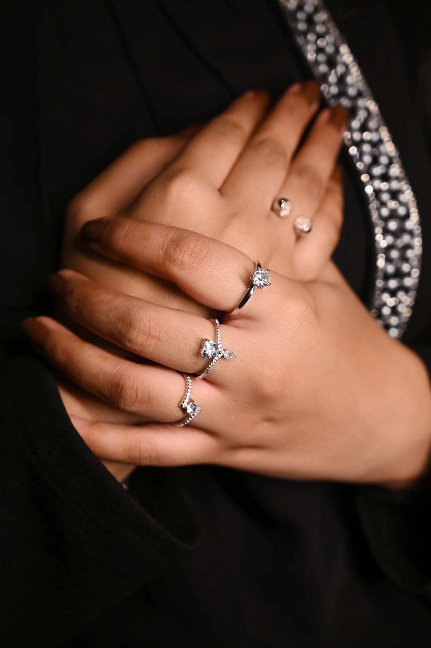 Silver Aura Solitaire Ring