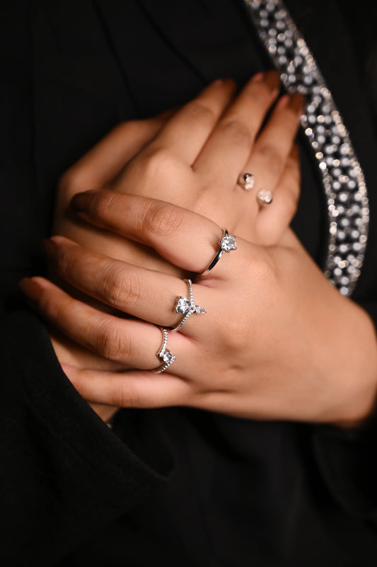 Silver Aura Solitaire Ring