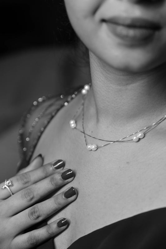 Silver Pearl Layered Necklace