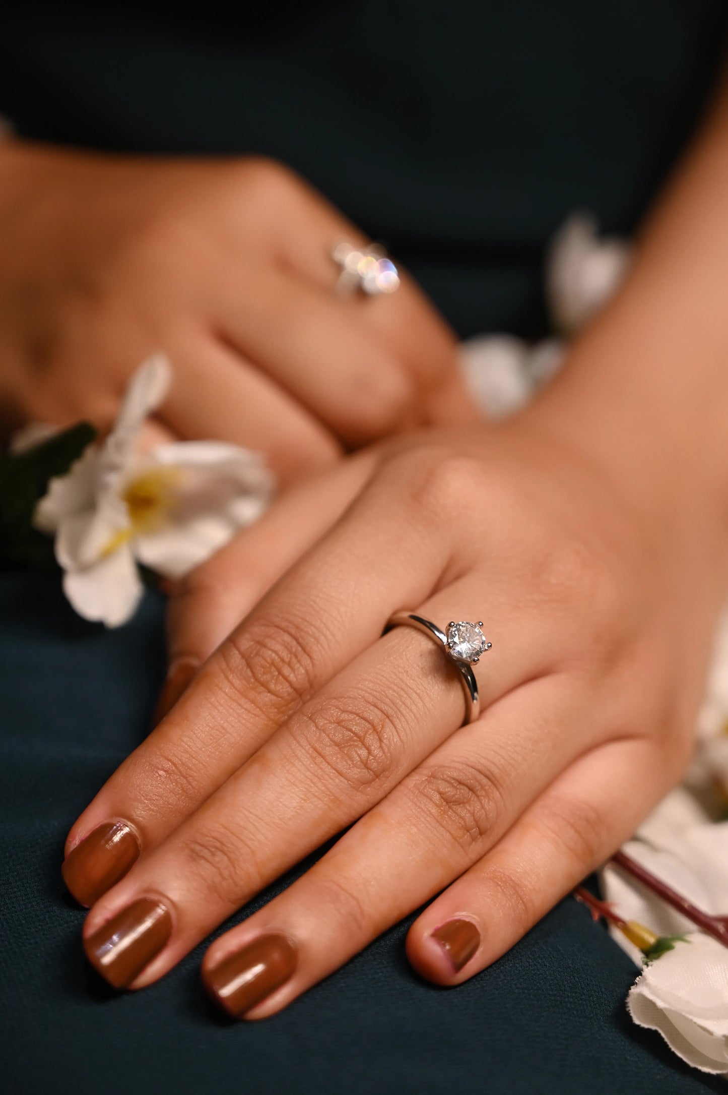 Silver Aura Solitaire Ring