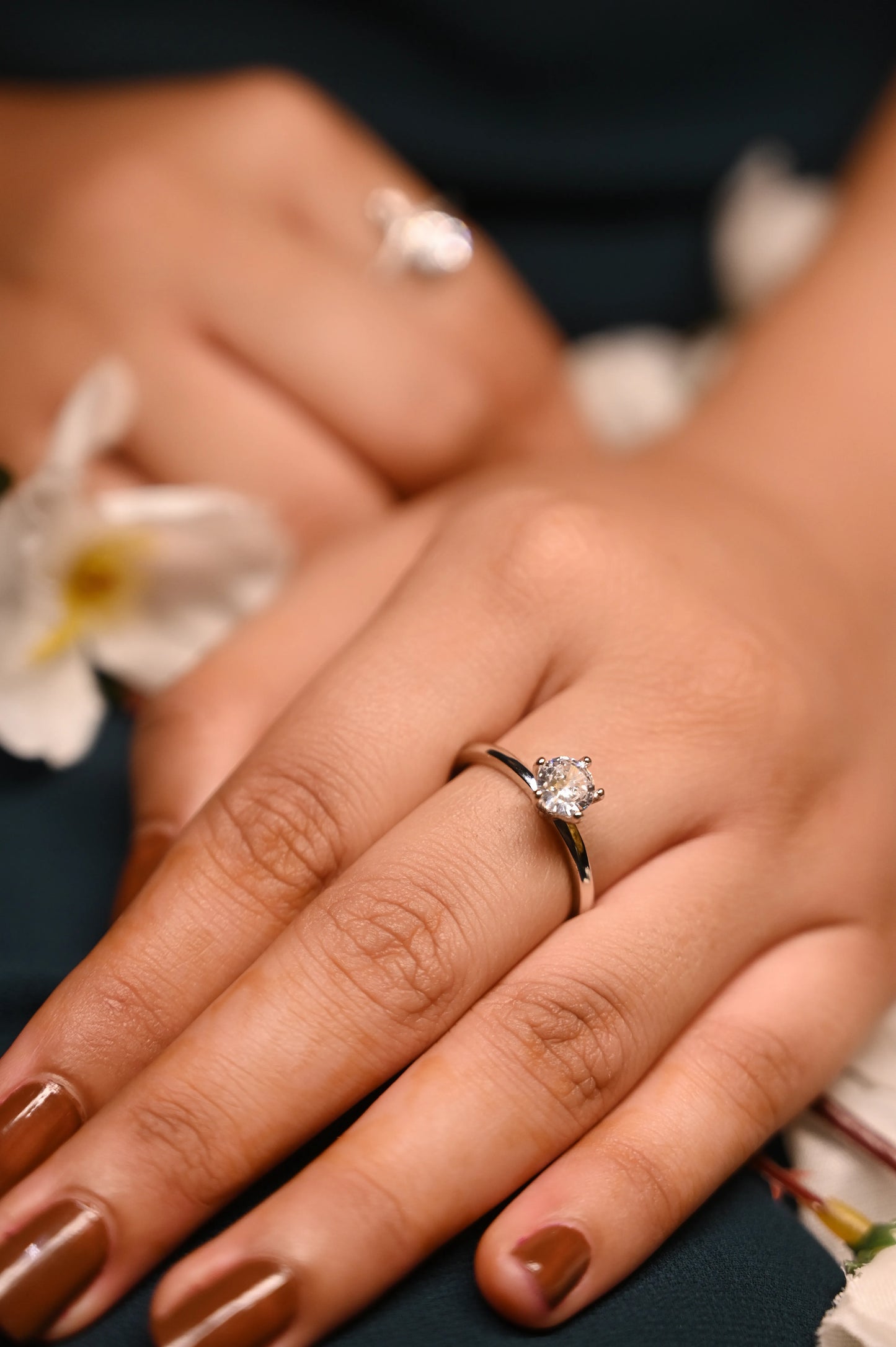 Silver Aura Solitaire Ring