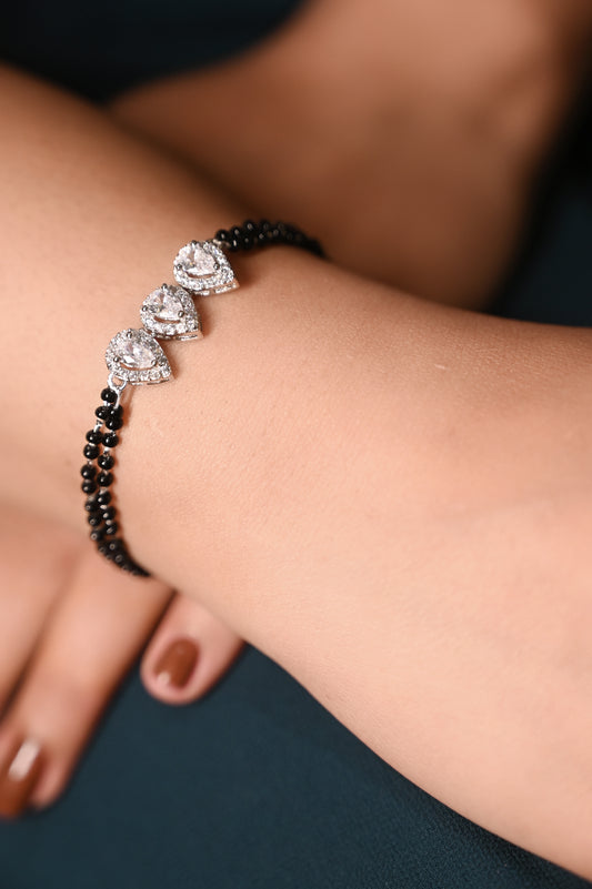 Aadhya Triple Zircon Silver Mangalsutra Bracelet