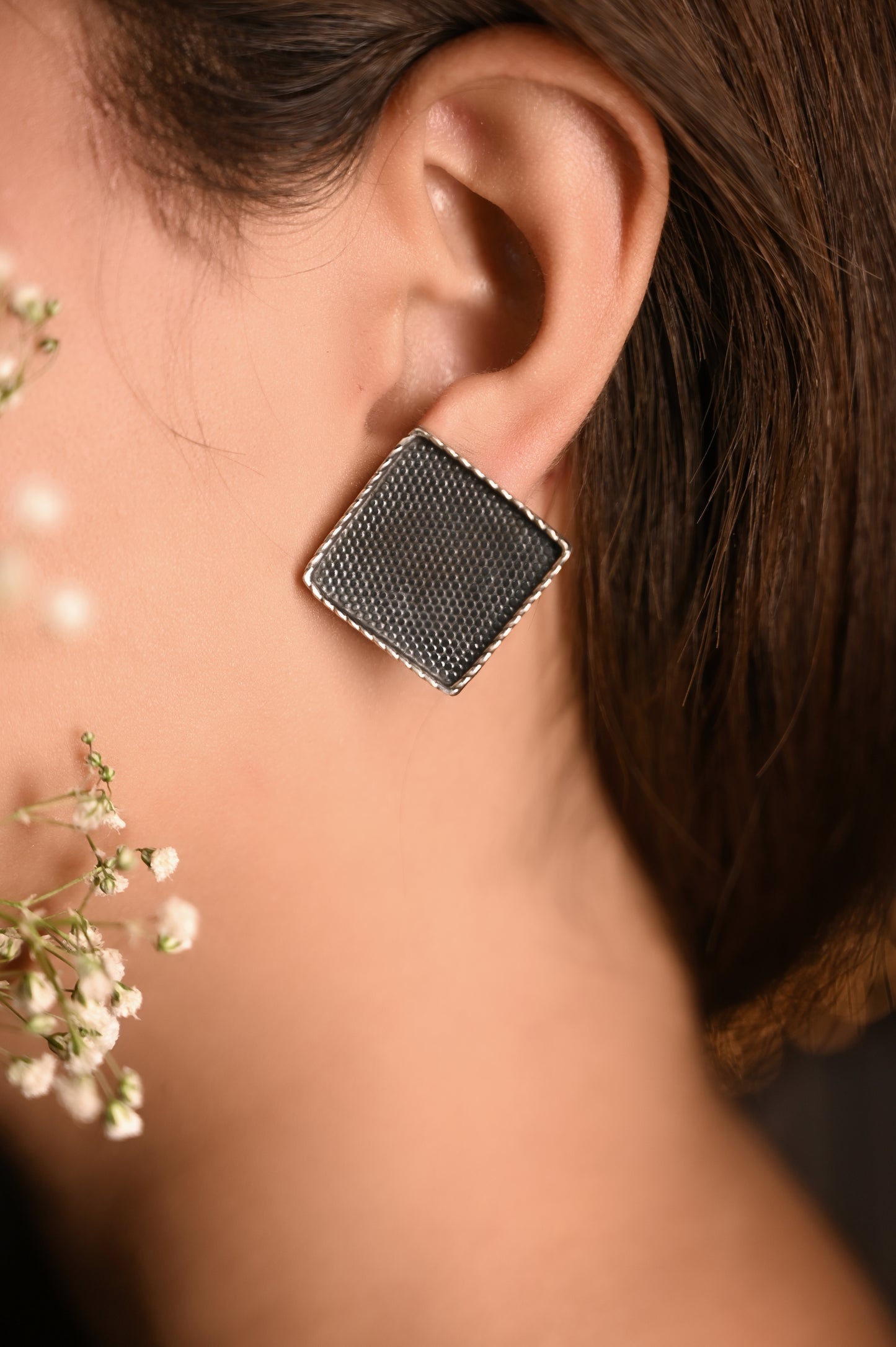 Aadhya Embossed Square Stud Earring