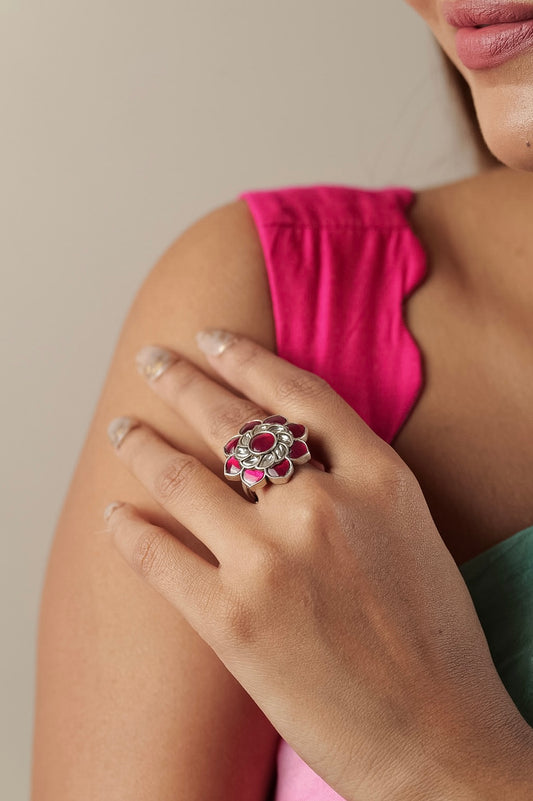 Ruhani Ruby Floral Ring